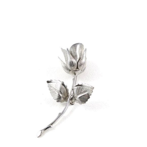 Giovanni Silver Rose Flower Brooch Pin Vintage Jewelry - Picture 1 of 4